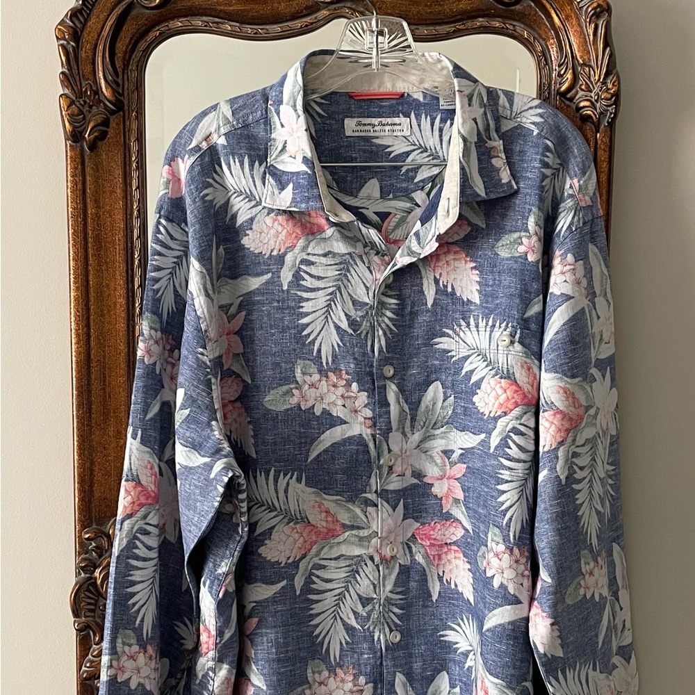 Tommy Bahama Linen Blend Tropical Print Shirt